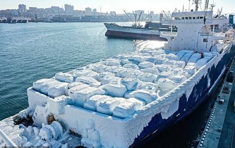 ship with frozen vehicles